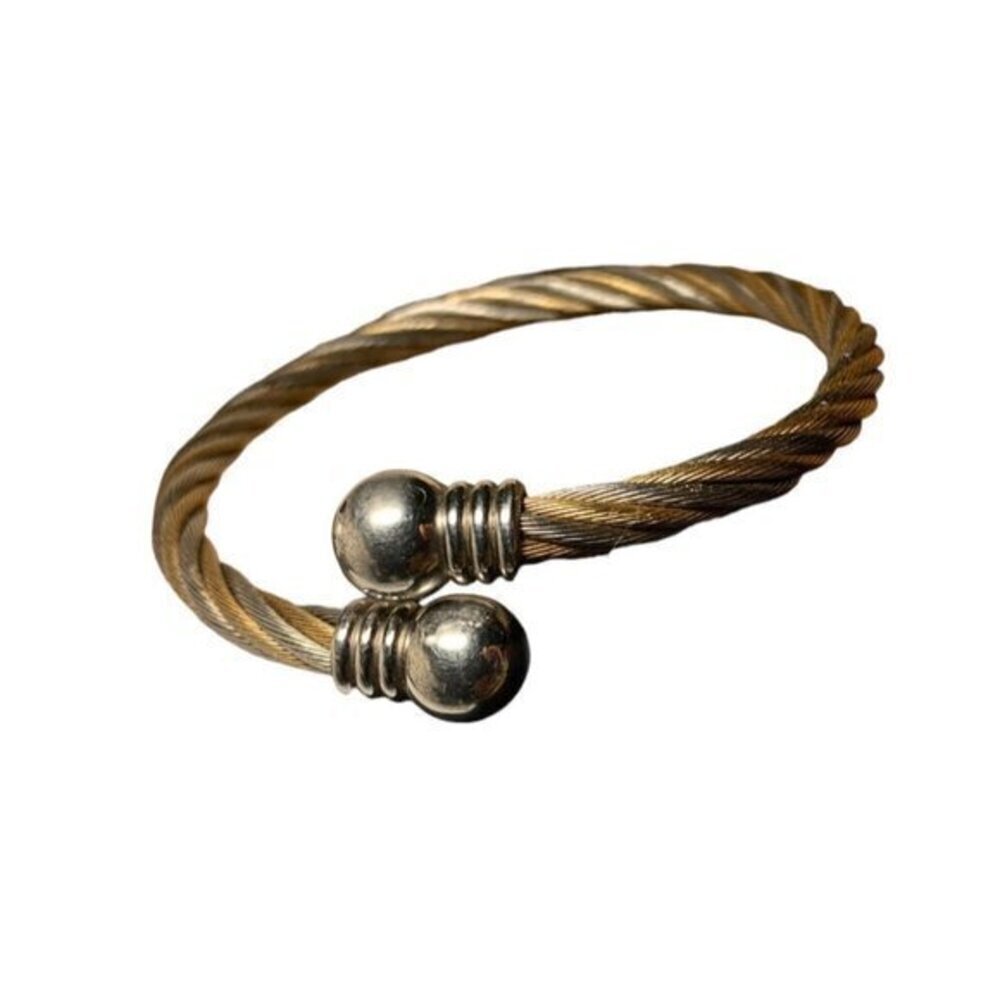 Stainless Steel Two Tone Twisted Cable Bracelet